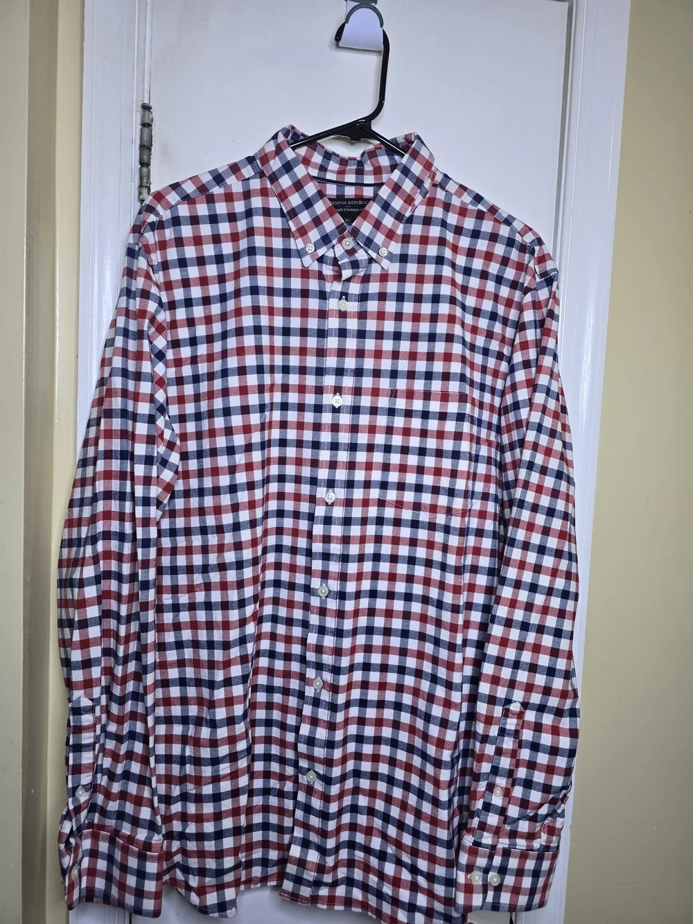 Banana Republic Red White & Blue Check Button-Down Shirt